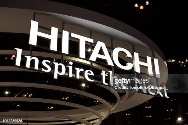 The Hitachi Ltd. Booth stands at the Ceatec Japan 2018 consumer electronics show on October 16, 2018 in Chiba, Japan. CEATEC, an information...