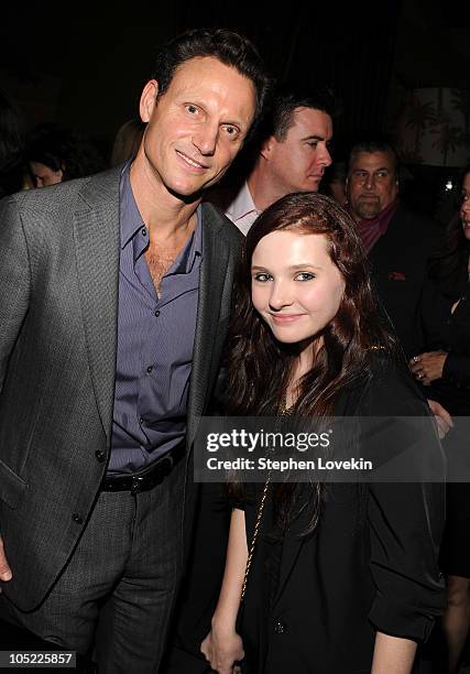 Director Tony Goldwyn and actress Abigail Breslin attend the Cinema Society & Laura Mercier host the after party for "Conviction" at Soho Grand Hotel...