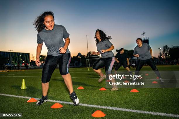 Female American Football Team Training