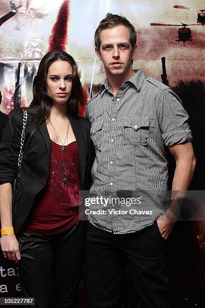 Muriel Hernandez and Molotov lead singer Randy Ebright attend the "La Milagrosa" premiere at Lumier Reforma on October 12, 2010 in Mexico City,...