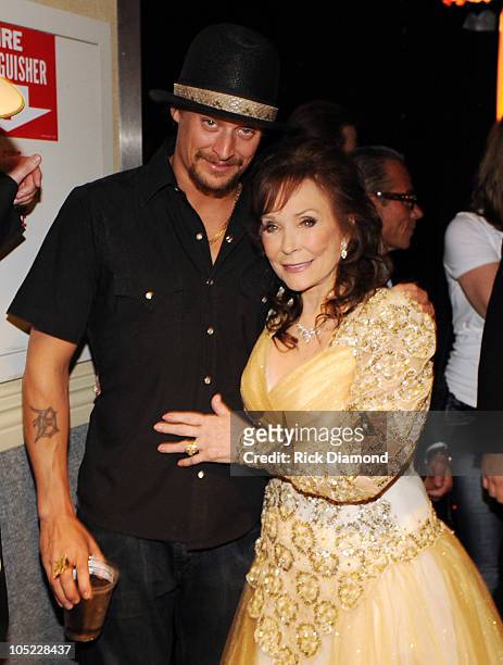 Kid Rock and Honoree Loretta Lynn backstage during the GRAMMY Salute to Country Music Honoring Loretta Lynn presented by Mastercard and hosted by The...