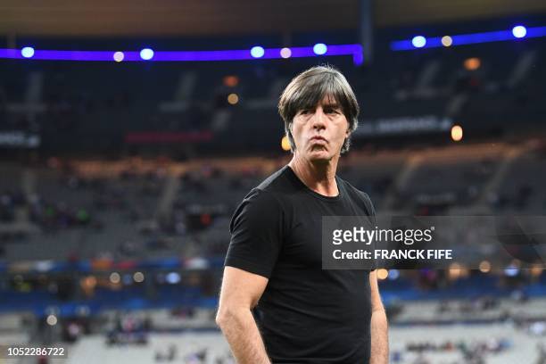 Germany's head coach Joachim Loew looks on before the UEFA Nations League football match between France and Germany at the Stade de France in...