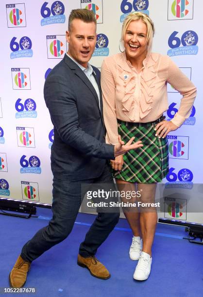 Tim Vincent and Katy Hill attend the 'Blue Peter Big Birthday' celebration at BBC Philharmonic Studio on October 16, 2018 in Manchester, England.