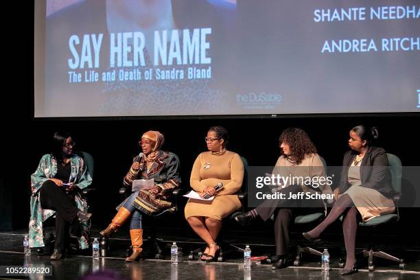 Kimberley Egonmwan, Shante Needham, Ameena Matthews, Andrea Ritchie, and Kim Foxx attend Say Her Name: The Life and Death of Sandra Bland Preview and...