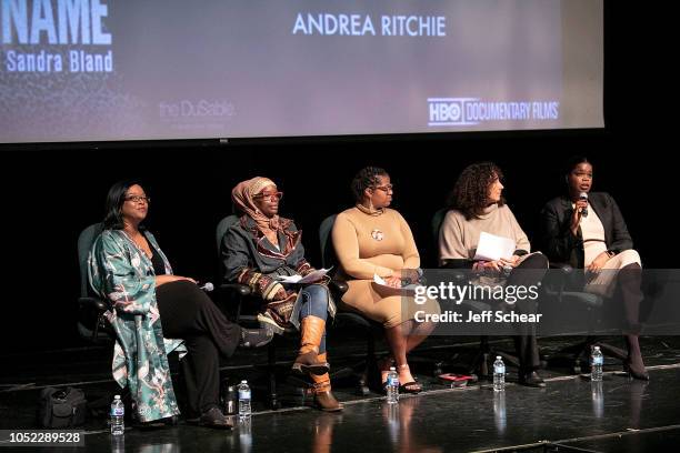 Kimberley Egonmwan, Shante Needham, Ameena Matthews, Andrea Ritchie, and Kim Foxx attend Say Her Name: The Life and Death of Sandra Bland Preview and...