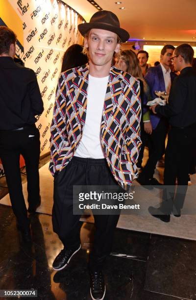 Jamie Campbell Bower attends the FENDI MANIA Collection Launch on October 16, 2018 in London, England.