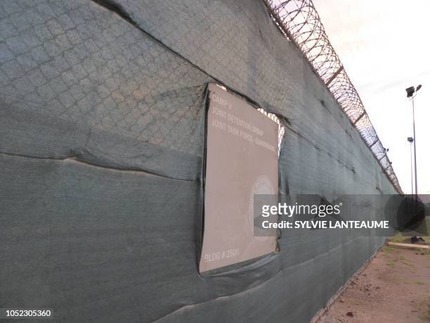 Sign for Camp V is seen at the US Guantanamo Naval Base on October 16 in Guantanamo Base, Cuba. - The Guantanamo prison, which houses detainees...