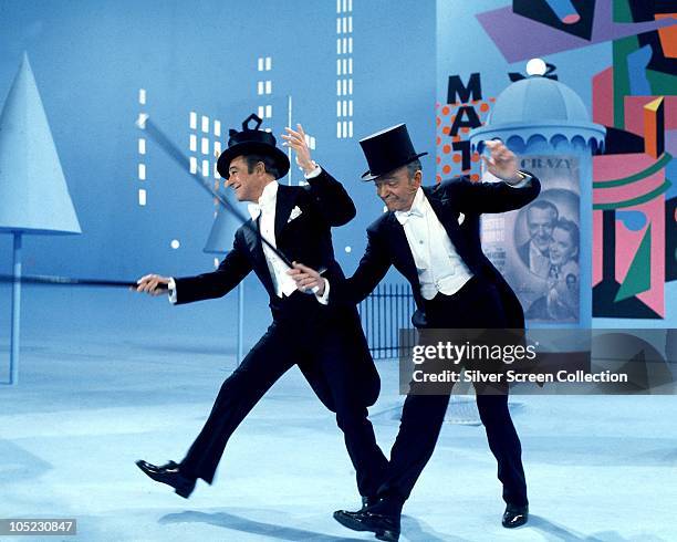 Actors Fred Astaire and Gene Kelly co-host the MGM musical retrospective 'That's Entertainment!', 1974.