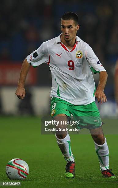 Bulgaria player Ivelin Popov in action during the EURO 2012 Group G Qualifier between Wales and Bulgaria at Cardiff City Stadium on October 8, 2010...