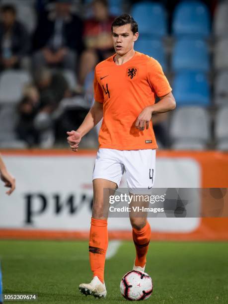 Justin Hoogma of Netherlands u21 during the EURO U21 2019 qualifying match between The Netherlands U21 and Ukraine U21 at the Vijverberg stadium on...