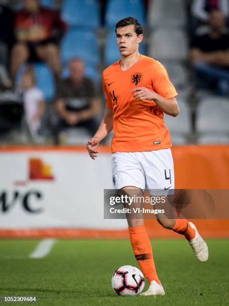 Justin Hoogma of Netherlands u21 during the EURO U21 2019 qualifying match between The Netherlands U21 and Ukraine U21 at the Vijverberg stadium on...