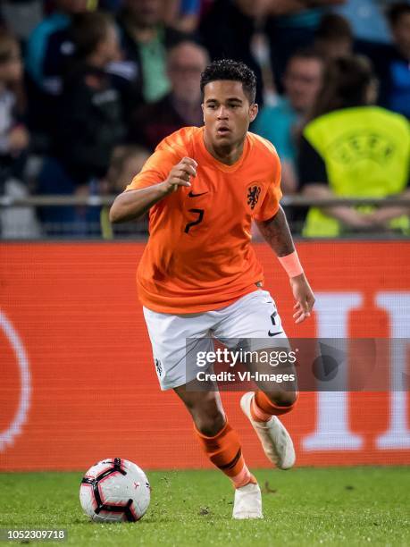 Justin Kluivert of Netherlands u21 during the EURO U21 2019 qualifying match between The Netherlands U21 and Ukraine U21 at the Vijverberg stadium on...