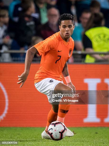 Justin Kluivert of Netherlands u21 during the EURO U21 2019 qualifying match between The Netherlands U21 and Ukraine U21 at the Vijverberg stadium on...