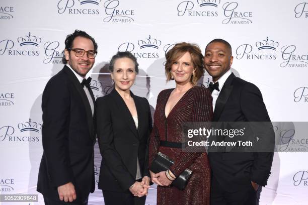 Sam Gold, Bebe Neuwirth, Anne Sweeney and Kyle Abraham attend the 2018 Princess Grace Awards Gala at Cipriani 25 Broadway on October 16, 2018 in New...