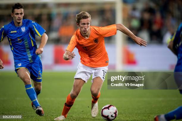 Volodymyr Shepeliev of Ukraine u21, Michel Vlap of Netherlands u21 during the EURO U21 2019 qualifying match between The Netherlands U21 and Ukraine...