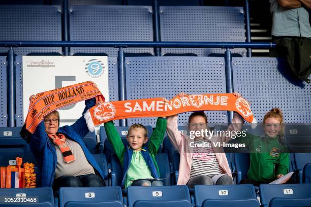 Fans of Jong Oranje during the EURO U21 2019 qualifying match between The Netherlands U21 and Ukraine U21 at the Vijverberg stadium on October 16,...