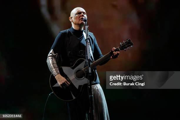 Billy Corgan of Smashing Pumpkins performs on stage at The SSE Arena Wembley on October 16, 2018 in London, England.