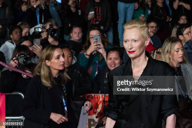 Tilda Swinton attends the UK film premiere of 'Suspiria' at Cineworld, Leicester Square, during the 62nd London Film Festival Headline Gala. October...