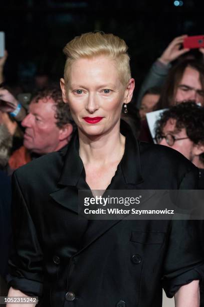 Tilda Swinton attends the UK film premiere of 'Suspiria' at Cineworld, Leicester Square, during the 62nd London Film Festival Headline Gala. October...