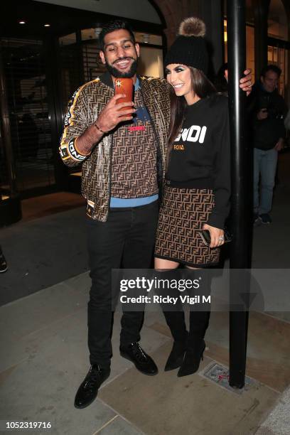 Amir Khan and Faryal Makhdoom seen attending The Fendi Mania Drop - London on October 16, 2018 in London, England.