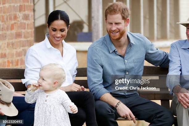 Prince Harry, Duke of Sussex and Meghan, Duchess of Sussex visit a local farming family, the Woodleys, on October 17, 2018 in Dubbo, Australia. The...