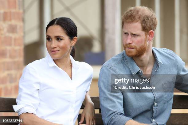 Prince Harry, Duke of Sussex and Meghan, Duchess of Sussex visit a local farming family, the Woodleys, on October 17, 2018 in Dubbo, Australia. The...