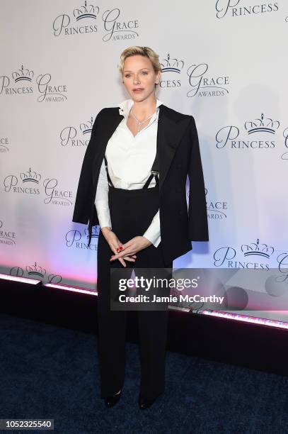 Princess Charlene of Monaco attends the 2018 Princess Grace Awards Gala at Cipriani 25 Broadway on October 16, 2018 in New York City.