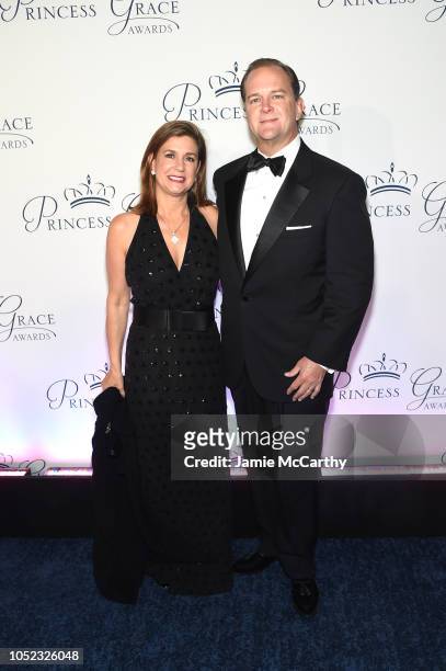 Catherine Sansbury and guest attend the 2018 Princess Grace Awards Gala at Cipriani 25 Broadway on October 16, 2018 in New York City.