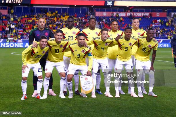 Colombia starting Eleven pose for a photo prior to the first half of the International Friendly Soccer Game between Colombia and Costa Rica on...