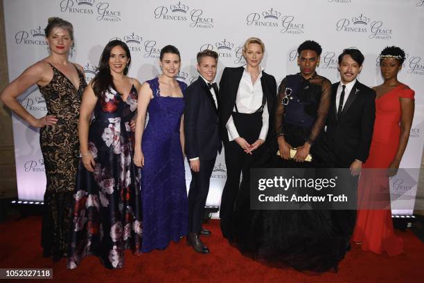 Liz Fisher, Maria-Cristina Fuste, Louisa Proske, Sara Bruner, HSH Princess Charlene of Monaco, Ramaj Jamar, Vichet Chum, and Moses Ingram attend the...