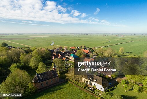 Small Dutch historical village called Rottum seen from above Small Dutch historical village called Rottum seen from above