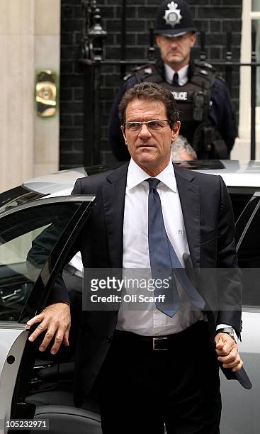 Fabio Capello, the Manager of the England football team, arrives at Number 10 Downing Street on October 13, 2010 in London, England. Sepp Blatter,...