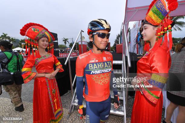 Start / Yukiya Arashiro of Japan and Team Bahrain-Merida / Traditional Chinese Custom / during the 2nd Tour of Guangxi 2018, Stage 2 a 145,2km stage...