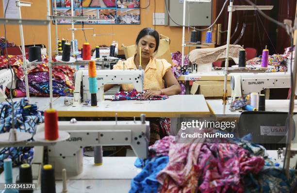Girl working at a garment factory in Vavuniya, Sri Lanka.