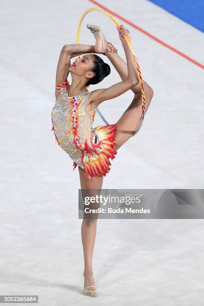 Tia Sobhy of Egypt competes in Hoop as part of Individual All-Around Qualification Subdivision 1 - Rotation 1 during Day 3 of Buenos Aires 2018 Youth...