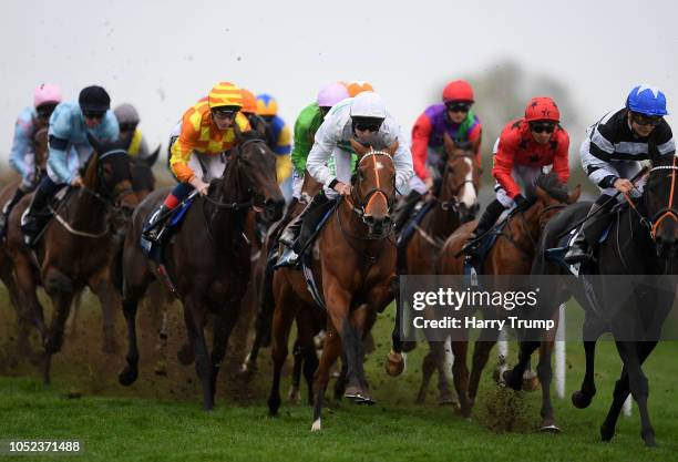 Runners make their way around the course during the British Stallion Studs EBF Beckford Stakes at Bath Racecourse on October 17, 2018 in Bath,...