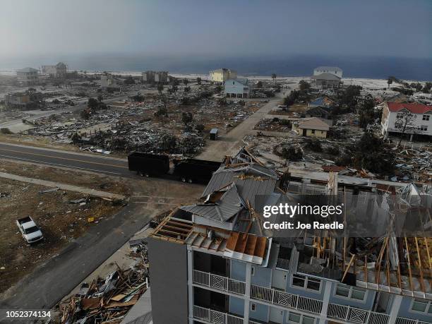 Hurricane Michael left almost total devastation on October 17, 2018 in Mexico Beach, Florida. The hurricane hit on October 10 along the Florida...