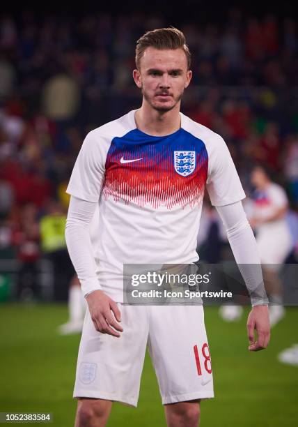 James Maddison midfielder of England looks during the UEFA Nations League A Group match between Spain and England on October 15 at Benito Villamarin...