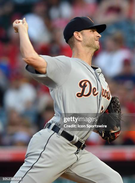 Detroit Tigers pitcher Jacob Turner in action during the first inning of a game against the Los Angeles Angels of Anaheim played on August 7, 2018 at...