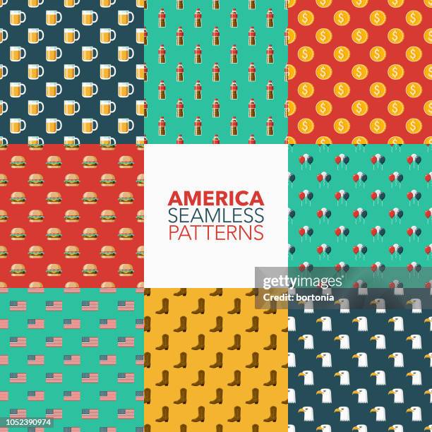 usa seamless pattern set - baseball background clip art stock illustrations