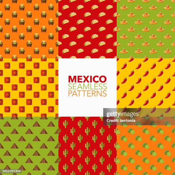 mexico seamless pattern set - guacamole stock illustrations