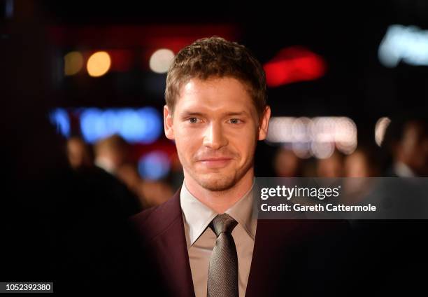 Billy Howle attends the European Premiere of "Outlaw King" & Headline gala during the 62nd BFI London Film Festival on October 17, 2018 in London,...