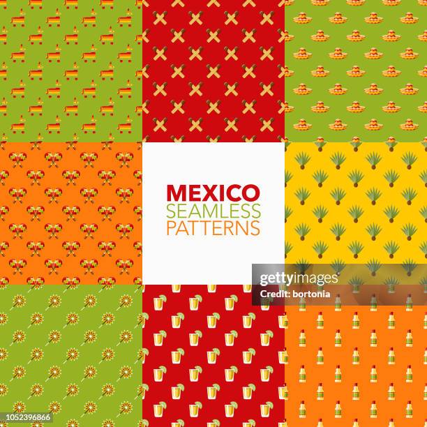 mexico seamless pattern set - agave stock illustrations