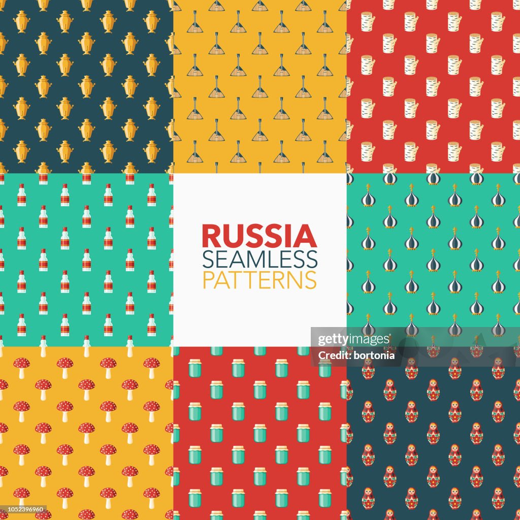 Russia Seamless Pattern Set