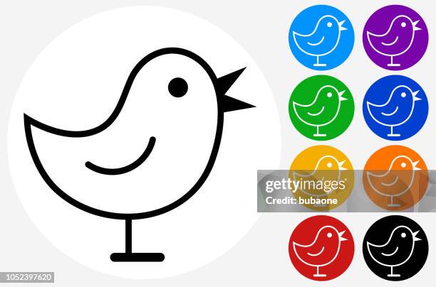 singing bird icon - yellow bird stock illustrations