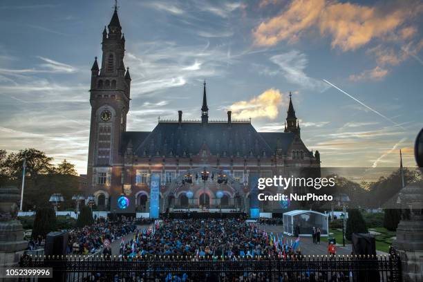 The Majesty Queen Máxima in the opening One Young World summit in the Peace Palace 'Vredespaleis' in The Hague, Netherlands on 17 October 2018 in the...