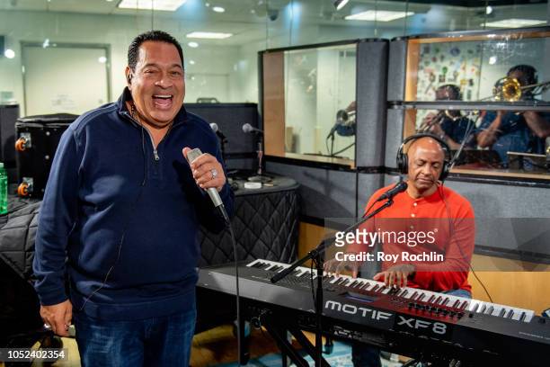 Tito Nieves performs with Sergio George at SiriusXM Studios on October 17, 2018 in New York City.