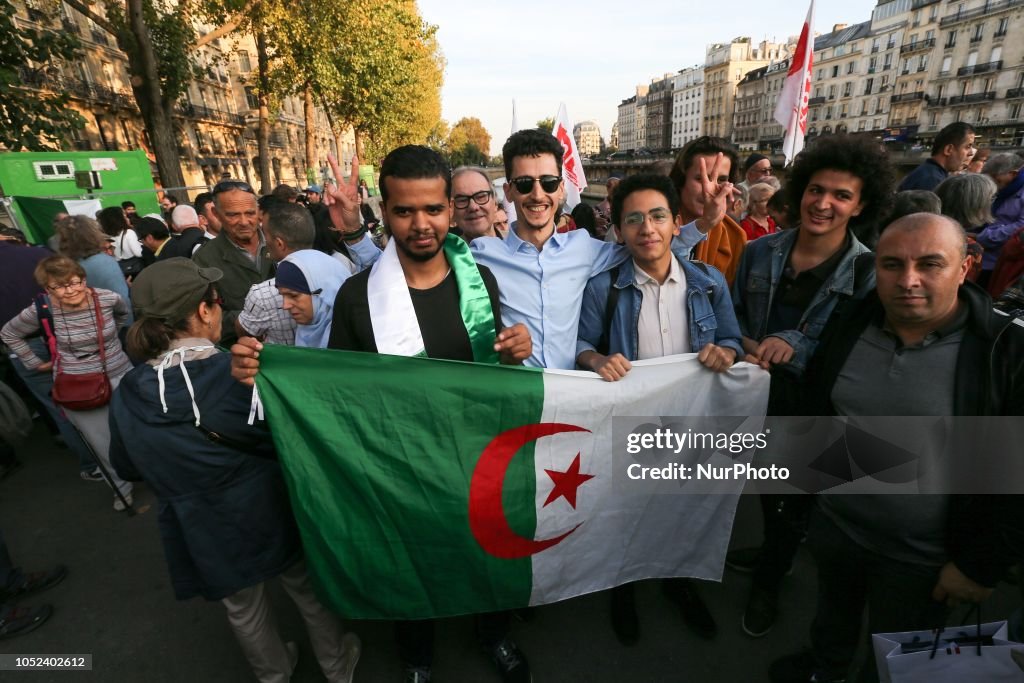 Rally in Paris By Pro-National Liberation Front Algerians