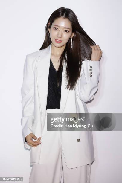 South Korean actress Park Shin-Hye attends the photocall for the 'Jain Song' on October 17, 2018 in Seoul, South Korea.