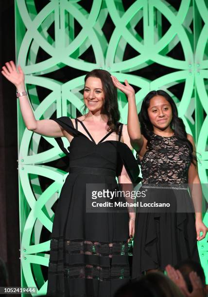 Sarah Hughes and Natalia Ramos Flores appear on stage during The Women's Sports Foundation's 39th Annual Salute To Women In Sports And The Girls They...